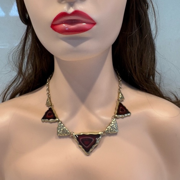 Vintage H. Dubin Modernist Geometric Necklace Statement Artisan Jewelry - Picture 4 of 9